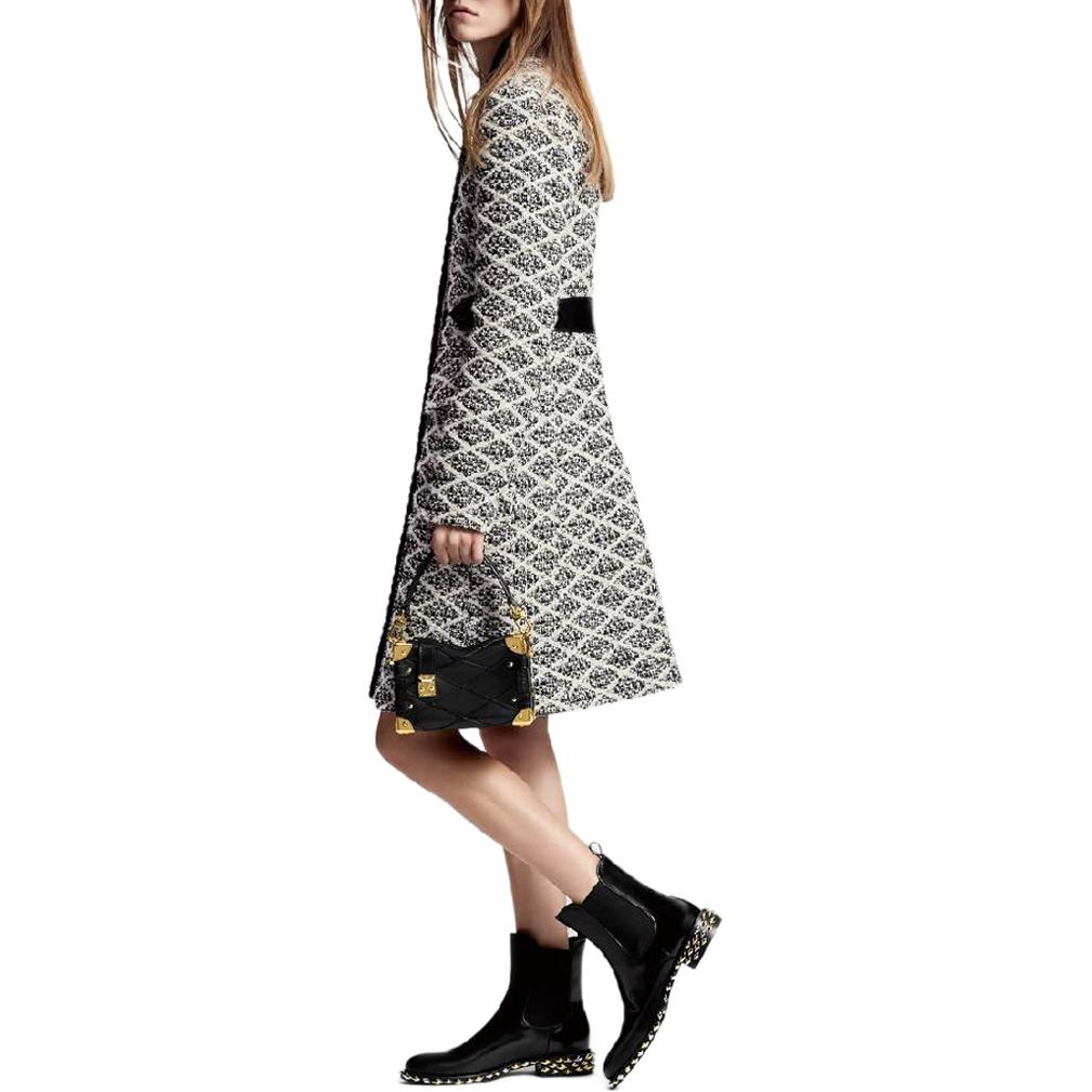 Purchase (Women) LOUIS VUITTON SS24 Diamond Jacquard High-Neck Long Sleeve Coat Women Black 1AFCJS