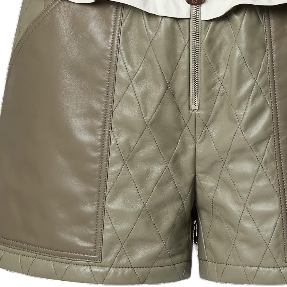 (Women) LOUIS VUITTON SS24 Embossed Diamond Zipper Shorts  Matcha Green 1AFFUE 圖 6