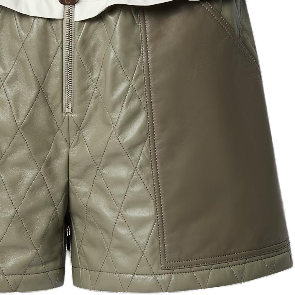 (Women) LOUIS VUITTON SS24 Embossed Diamond Zipper Shorts  Matcha Green 1AFFUE 圖 7
