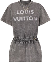 (Women) LOUIS VUITTON SS24 Faded Logo Print Short Sleeve Dress Women Grey 1AFLQQ (Women) LOUIS VUITTON SS24 Faded Logo Print Short Sleeve Dress Women Grey 1AFLQQ