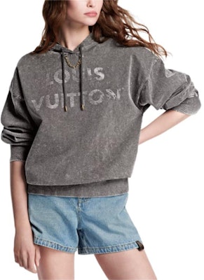 (W) 路易威登SS24渐变老花印花灰色宽松连帽衫. 1AFMPT Purchase (W) 路易威登SS24渐变老花印花灰色宽松连帽衫. 1AFMPT