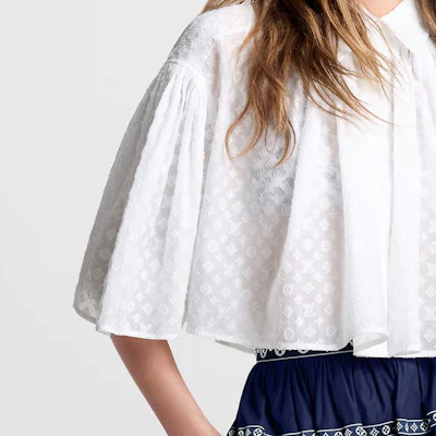 (Women) LOUIS VUITTON SS24 Floral Cape Short Sleeve Crop Shirt White Women’s. 1AFSAM Details for (Women) LOUIS VUITTON SS24 Floral Cape Short Sleeve Crop Shirt White Women’s. 1AFSAM