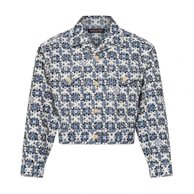 (Women) Louis Vuitton SS24 Floral Print Cropped Long Sleeve Jacket Multicolor 1AFT18