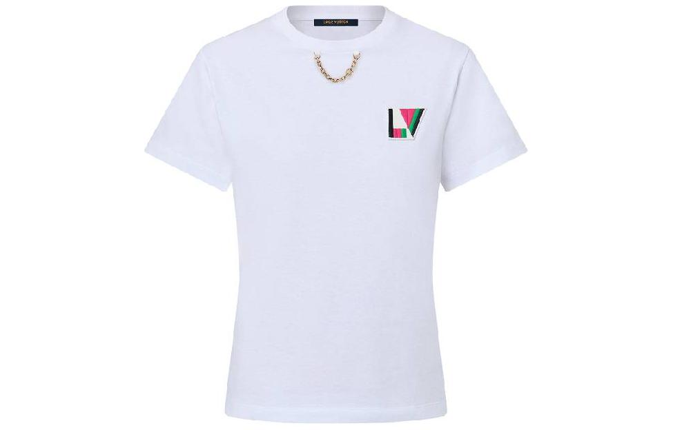 Order (W) LOUIS VUITTON SS24 Kaos Crewneck Logo Bordir Putih 1AFOXV