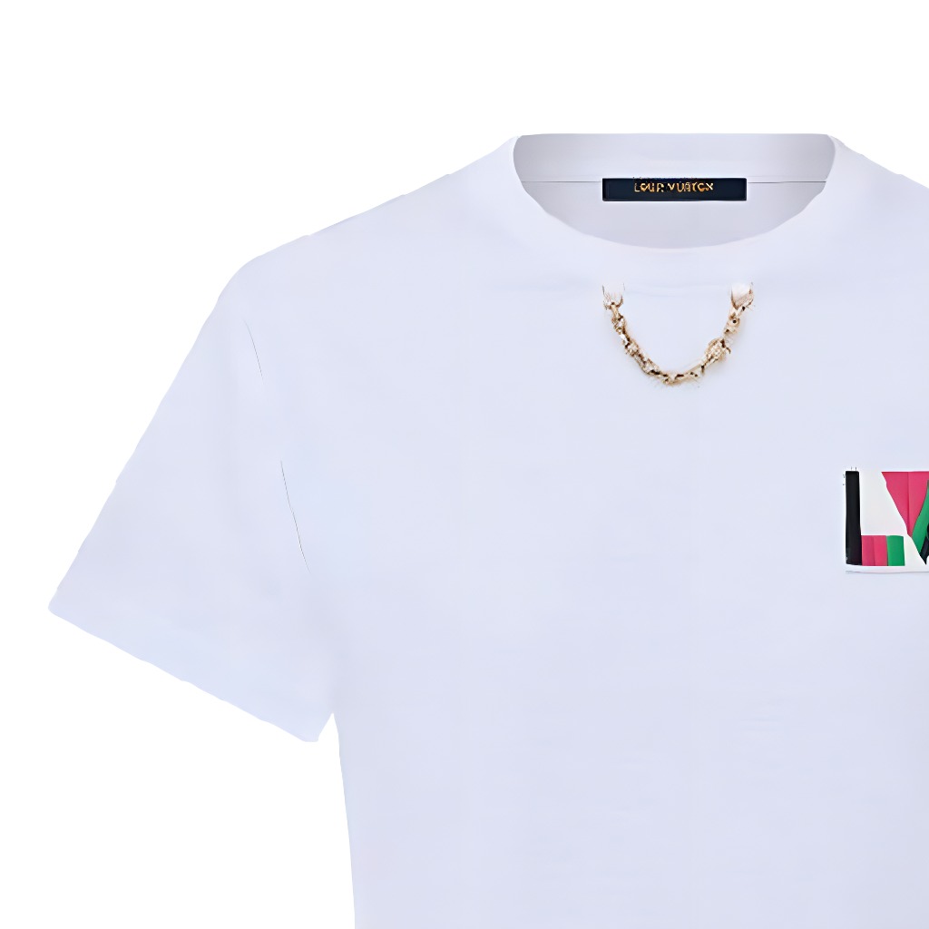 Sizing (W) LOUIS VUITTON SS24 Kaos Crewneck Logo Bordir Putih 1AFOXV