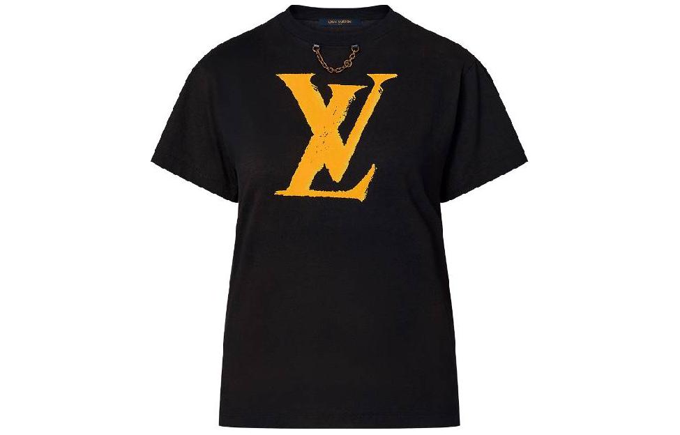 Order (W) LOUIS VUITTON SS24 Kaos Logo Print Lengan Pendek Crewneck Warna Hitam 1AFDV7