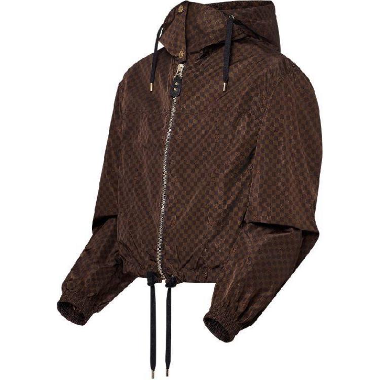 Shop (W) 路易威登SS24女士棕色短款连帽外套印花logo外套 1AFPEO
