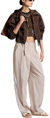 (W) 路易威登SS24女士棕色短款连帽外套印花logo外套 1AFPEO Purchase (W) 路易威登SS24女士棕色短款连帽外套印花logo外套 1AFPEO