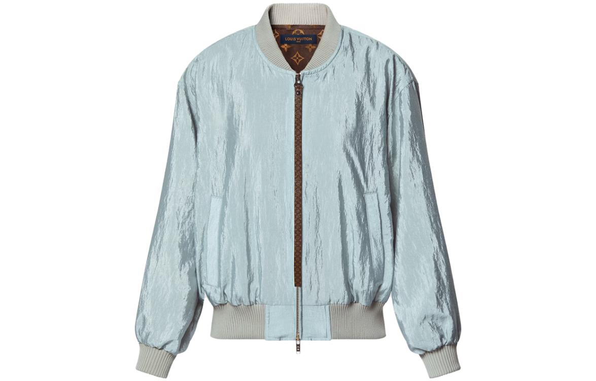 (Women) LOUIS VUITTON SS24 Pleated Applique Zip Long Sleeve Jacket Women Green. 1AFCLZ