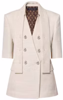 (Women) LOUIS VUITTON SS24 Scarf Collar Short Sleeve Blazer Beige Jacket. 1AFFBJ (Women) LOUIS VUITTON SS24 Scarf Collar Short Sleeve Blazer Beige Jacket. 1AFFBJ