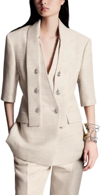 (W) Chaqueta Beige LOUIS VUITTON SS24 Blazer Manga Corta con Cuello Bufanda. 1AFFBJ Lookbook (W) Chaqueta Beige LOUIS VUITTON SS24 Blazer Manga Corta con Cuello Bufanda. 1AFFBJ