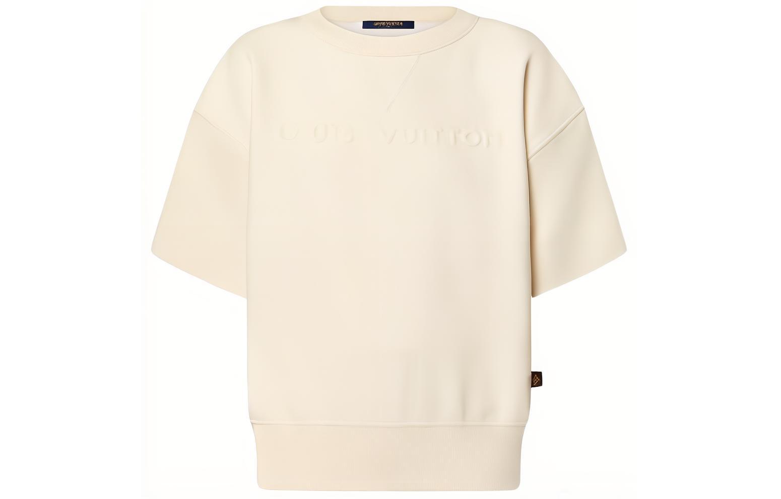 (Women) LOUIS VUITTON SS24 Solid Logo Knit Crewneck Short Sleeve Tee  Pale Yellow 1AFEFE