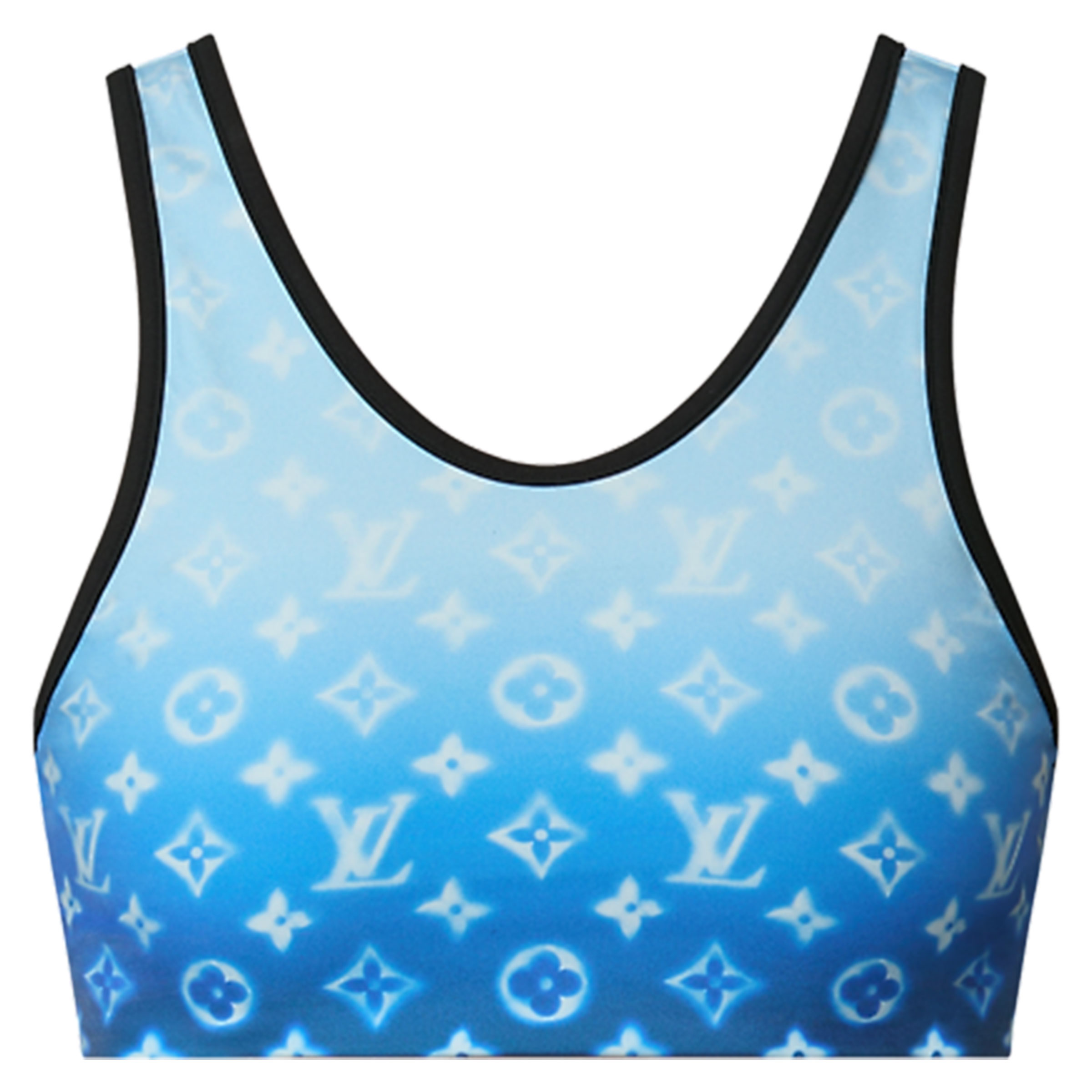 (Women) LOUIS VUITTON SS24 Sprayed Monogram Bikini Top Blue  Swimwear 1AAX7M