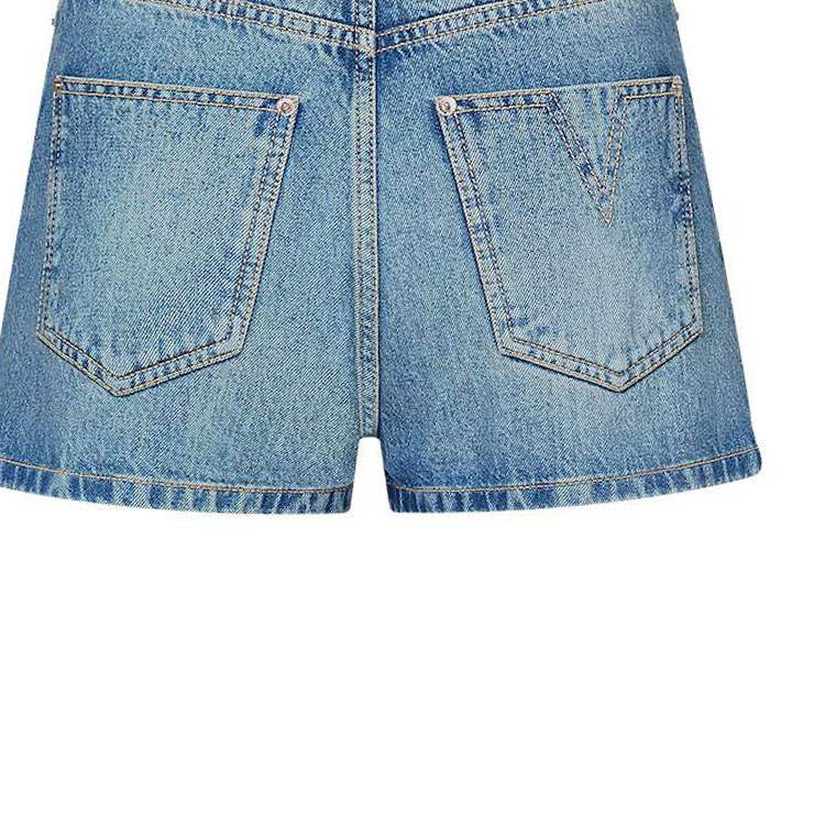 Sizing (W) 路易威登 SS24 水洗牛仔拉鍊破壞短褲 女款 藍色 1AFYWY