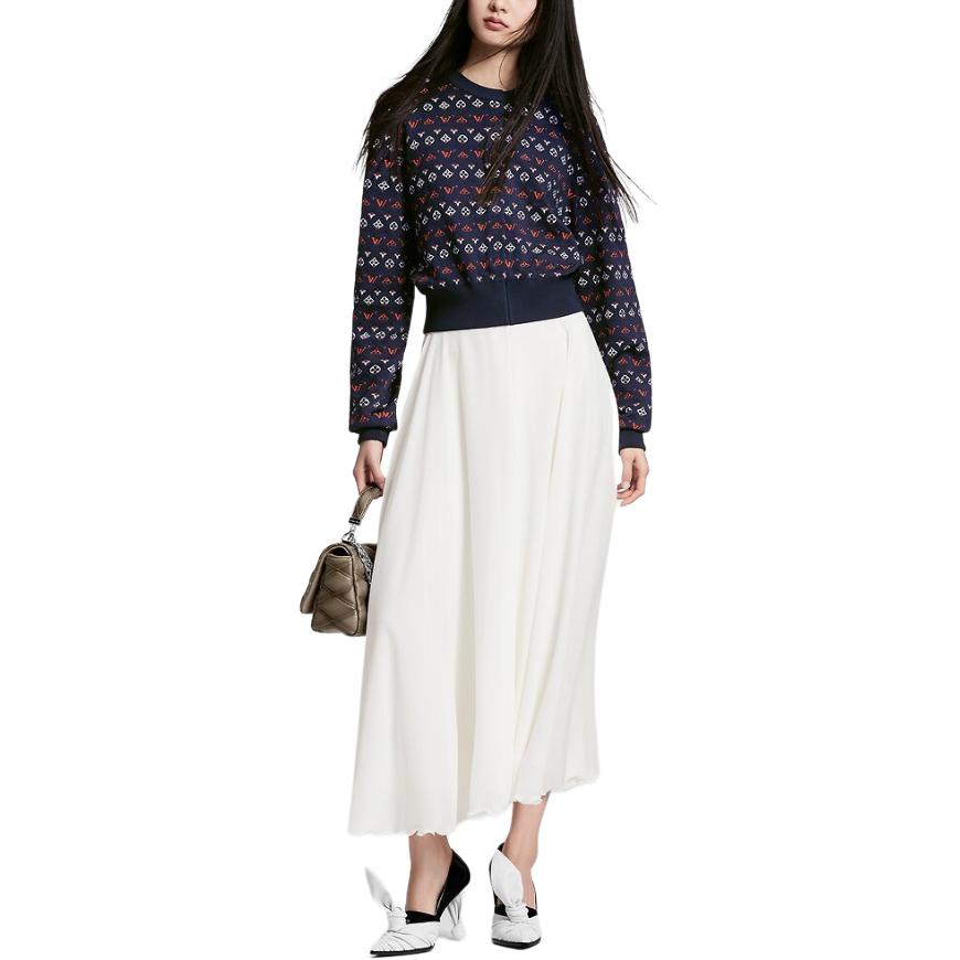 Lookbook (W) Cárdigan Cuello Redondo Tejido Azul con Logo Grabado LOUIS VUITTON SS24 Mujer. 1AFOVU