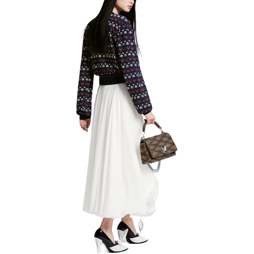 Shop (W) Cárdigan Cuello Redondo Tejido Azul con Logo Grabado LOUIS VUITTON SS24 Mujer. 1AFOVU