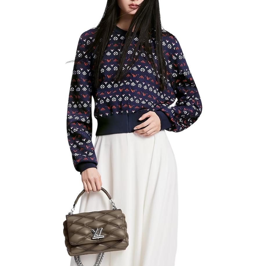 Purchase (W) Cárdigan Cuello Redondo Tejido Azul con Logo Grabado LOUIS VUITTON SS24 Mujer. 1AFOVU