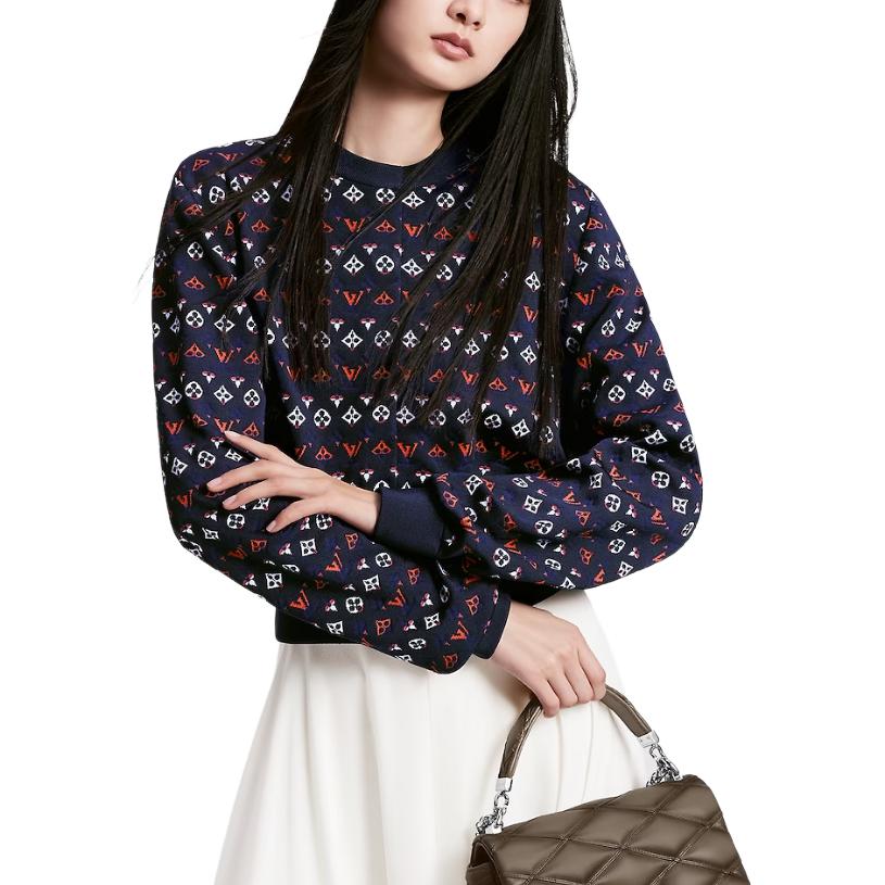 Details for (W) Cárdigan Cuello Redondo Tejido Azul con Logo Grabado LOUIS VUITTON SS24 Mujer. 1AFOVU