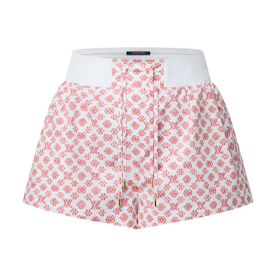 (Women) LOUIS VUITTON SS25 3D Monogram Mini Drawstring Shorts Red Women 1AHI73