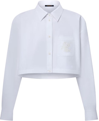 (Women) LOUIS VUITTON SS25 White Short British Embroidery Pearl Button Shirt 1AHHUS Order (Women) LOUIS VUITTON SS25 White Short British Embroidery Pearl Button Shirt 1AHHUS