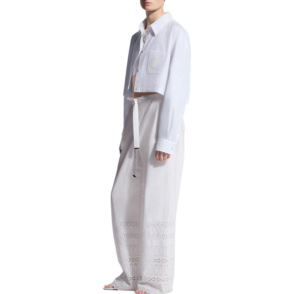 (Women) LOUIS VUITTON SS25  White Short British Embroidery Pearl Button Shirt 1AHHUS 圖 4