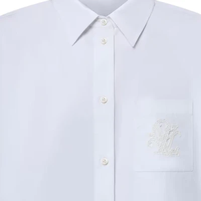 (Women) LOUIS VUITTON SS25 White Short British Embroidery Pearl Button Shirt 1AHHUS Purchase (Women) LOUIS VUITTON SS25 White Short British Embroidery Pearl Button Shirt 1AHHUS
