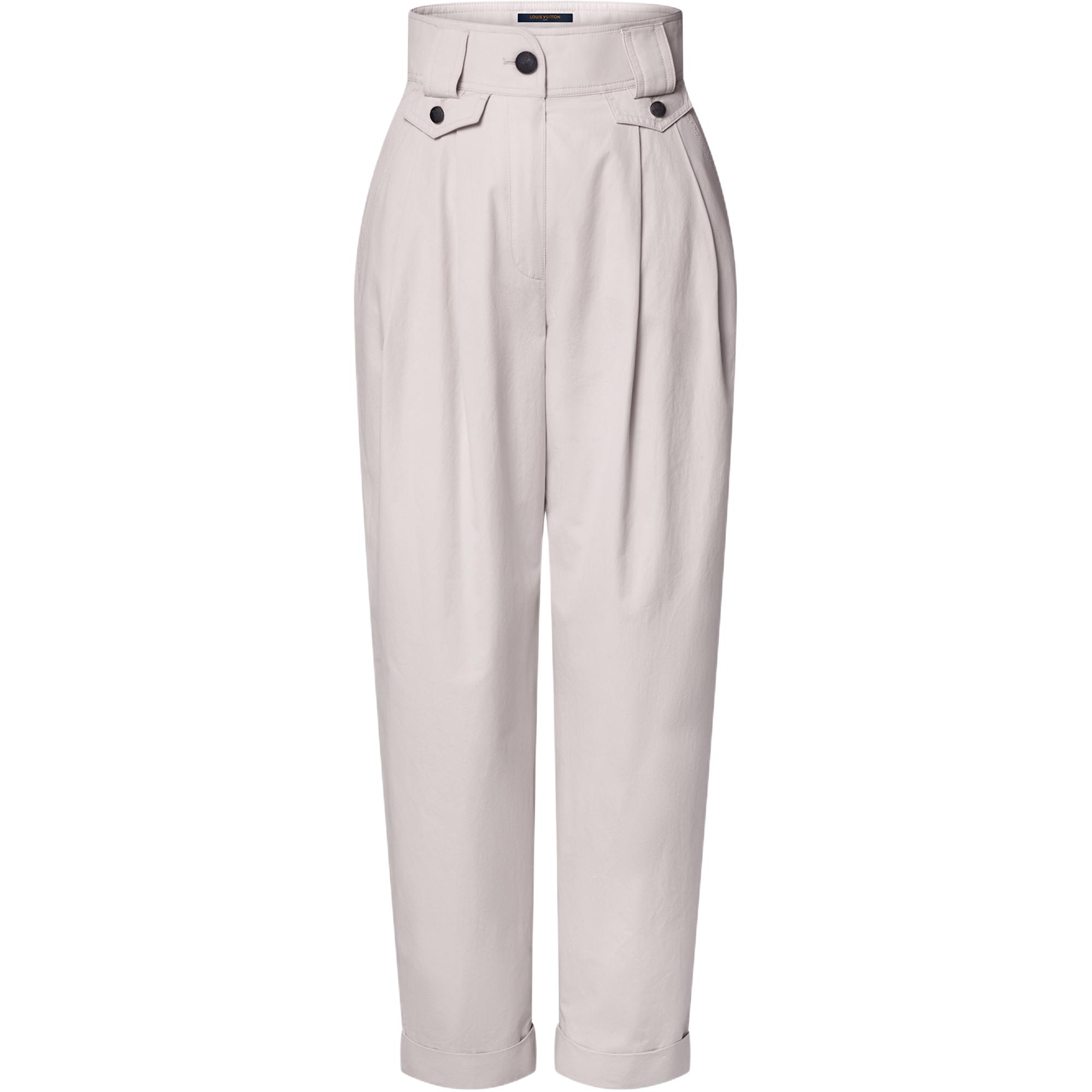 (Women) LOUIS VUITTON SS25 Beige Wide-Leg Pants Casual Trousers 1AIBE8