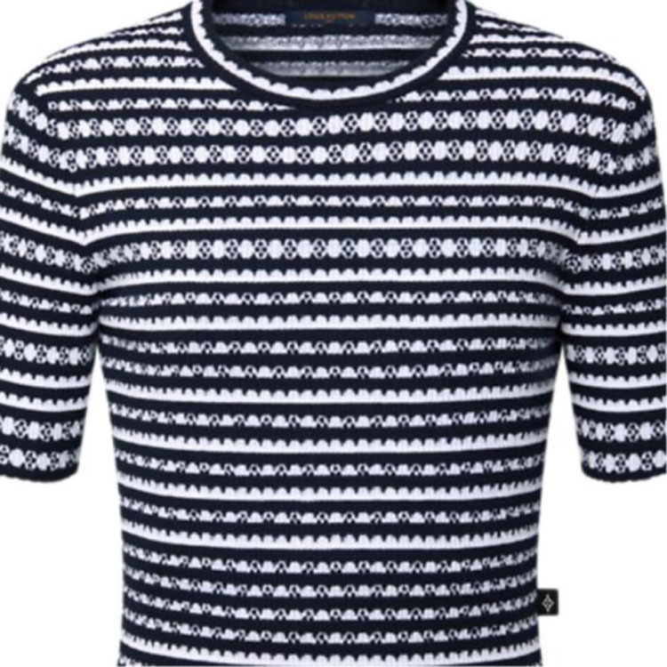 (Women) LOUIS VUITTON SS25 Black Fan Stripe Short Sleeve Sweater 1AHJ17 圖 3
