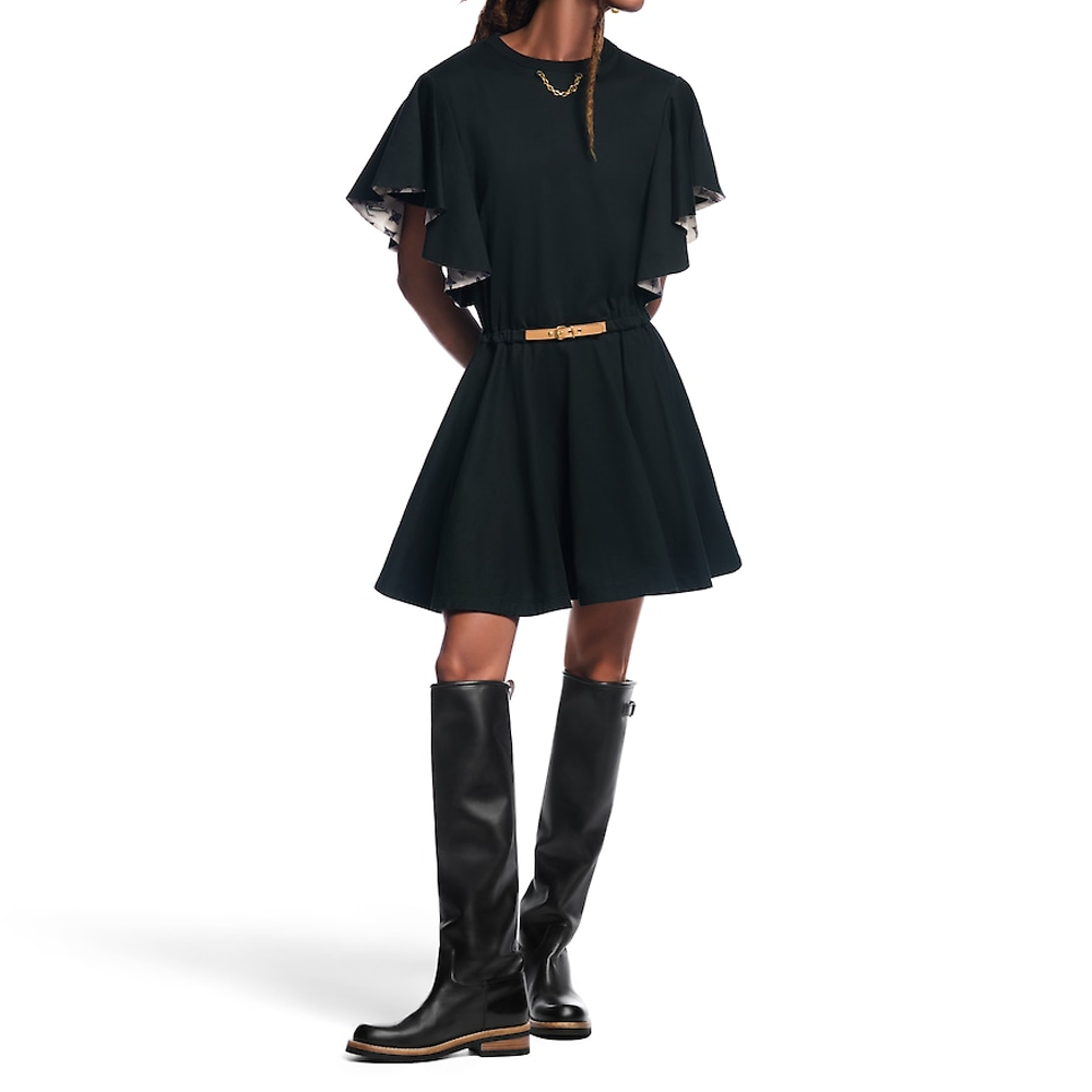 (Women) Louis Vuitton SS25 Black Ruffled Tie-Detail Short Sleeve Dress 1AGOR4 圖 3