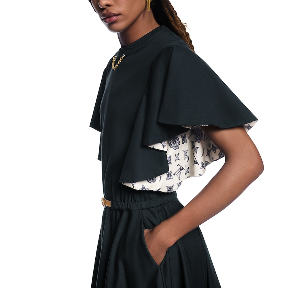 (Women) Louis Vuitton SS25 Black Ruffled Tie-Detail Short Sleeve Dress 1AGOR4 圖 5