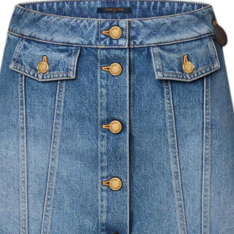 Details for (Women) LOUIS VUITTON SS25 Buttoned Solid Mini Denim Skirt Women’s Blue 1AGOTQ
