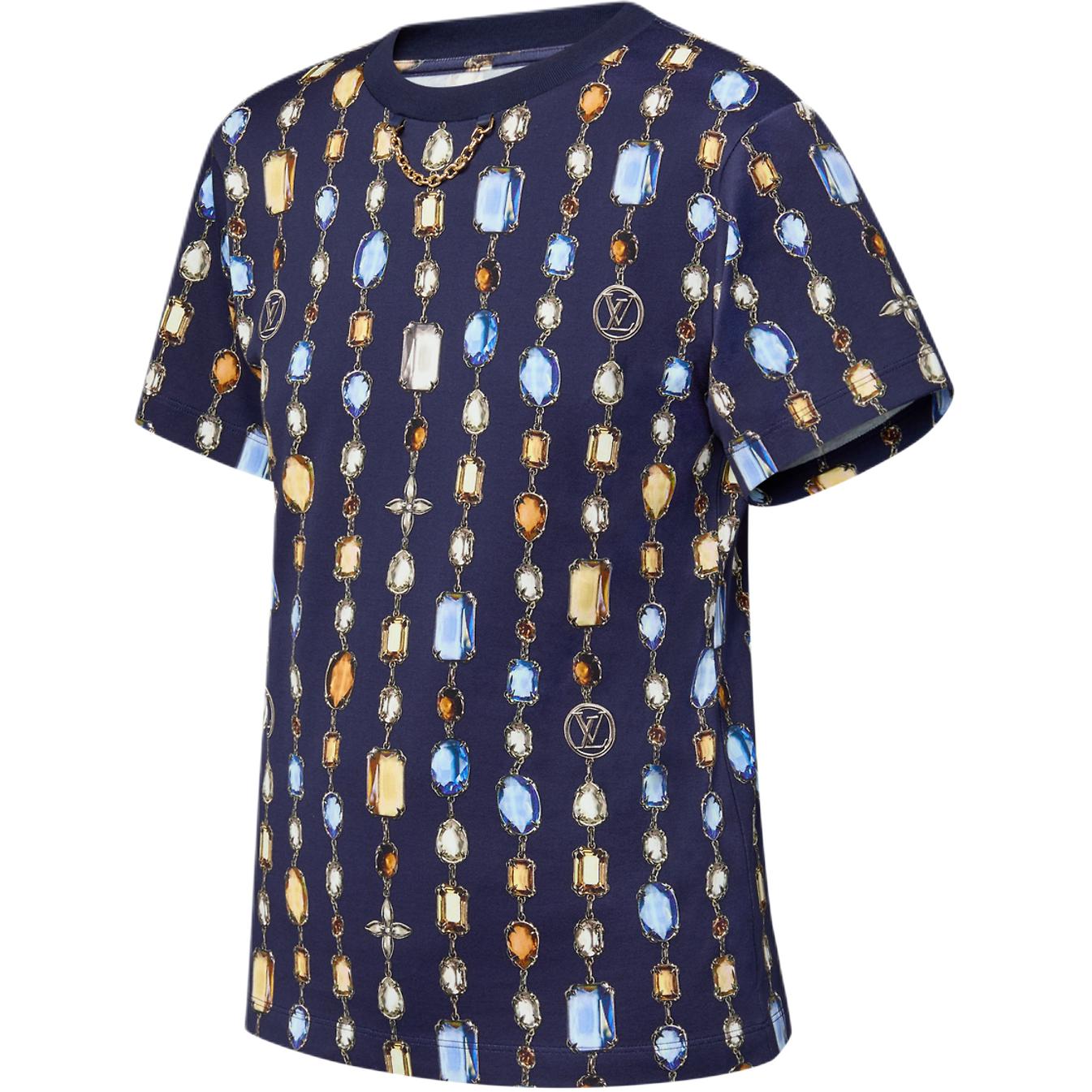 (Women) LOUIS VUITTON SS25 Chain Print Crewneck Short Sleeve Regular Fit T-Shirt Women 1AI462 圖 5