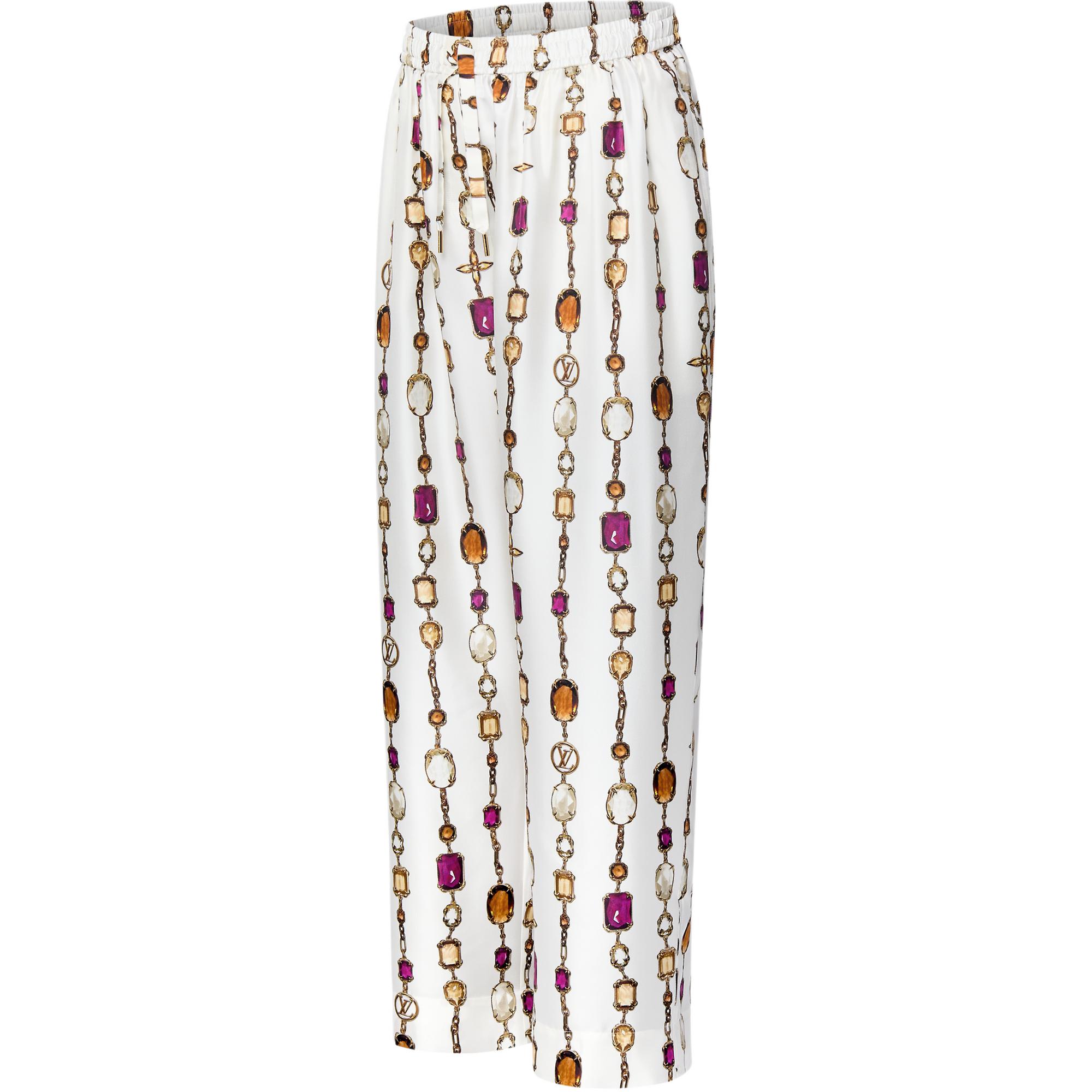 Shop (W) Pantalones Casuales Estilo Pijama Mujer Louis Vuitton SS25 Cadena Blanco 1AIBIY