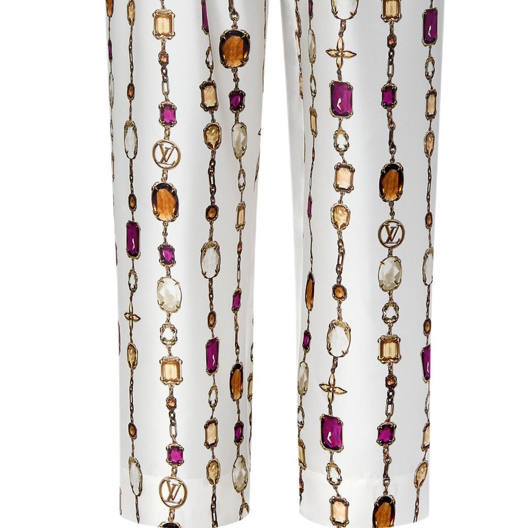 Purchase (W) Pantalones Casuales Estilo Pijama Mujer Louis Vuitton SS25 Cadena Blanco 1AIBIY