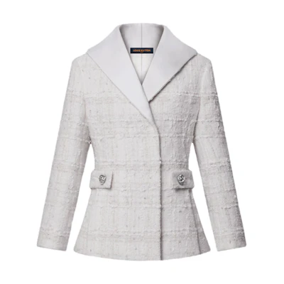 (Women) LOUIS VUITTON SS25 Cruise Belted Wool Trench Jacket - White 1AGOL5