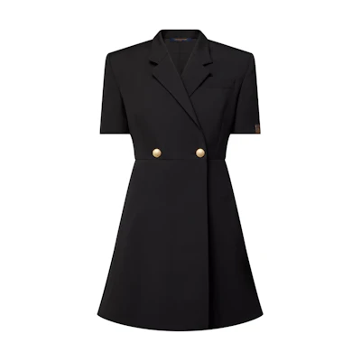 (Women) Louis Vuitton SS25 Double-Breasted Wrap A-Line Short-Sleeve Dress 1AHZY9