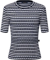 (Women) LOUIS VUITTON SS25 Fan-Stripes Short Sleeve Sweater Women Black 1AHKFP (Women) LOUIS VUITTON SS25 Fan-Stripes Short Sleeve Sweater Women Black 1AHKFP