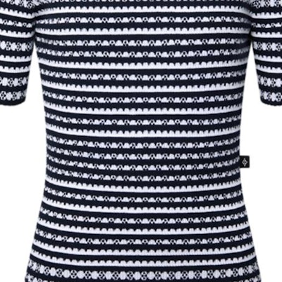 (W) 路易威登 SS25 女款黑色扇形條紋短袖毛衣 1AHKFP Shop (W) 路易威登 SS25 女款黑色扇形條紋短袖毛衣 1AHKFP