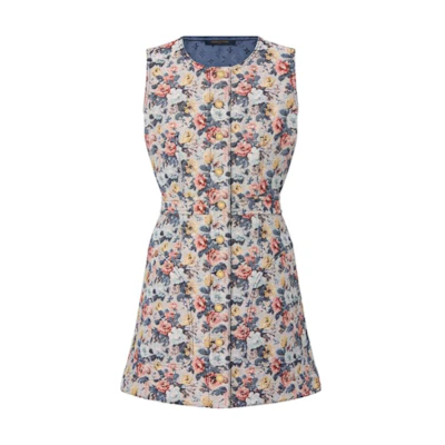 (Women) Louis Vuitton SS25 Floral Print Sleeveless A-Line Dress Multicolor Women 1AGPKW