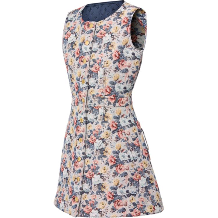 Shop (Women) Louis Vuitton SS25 Floral Print Sleeveless A-Line Dress Multicolor Women 1AGPKW