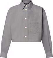 (Women) LOUIS VUITTON SS25 Grey Denim Long Sleeve Cropped Shirt with Logo for Women 1AHHTH (Women) LOUIS VUITTON SS25 Grey Denim Long Sleeve Cropped Shirt with Logo for Women 1AHHTH