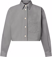 Order (W) ルイ・ヴィトン SS25 グレー デニム ロゴ入り クロップドシャツ レディース用 1AHHTH