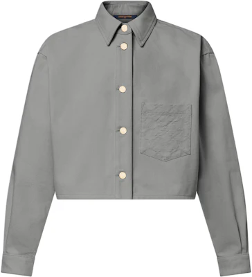 (Women) LOUIS VUITTON SS25 Grey Denim Long Sleeve Cropped Shirt with Logo for Women 1AHHTH Order (Women) LOUIS VUITTON SS25 Grey Denim Long Sleeve Cropped Shirt with Logo for Women 1AHHTH