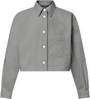 (Women) LOUIS VUITTON SS25 Grey Monogram Denim Button-Up Cropped Shirt . 1AHHTG (Women) LOUIS VUITTON SS25 Grey Monogram Denim Button-Up Cropped Shirt . 1AHHTG