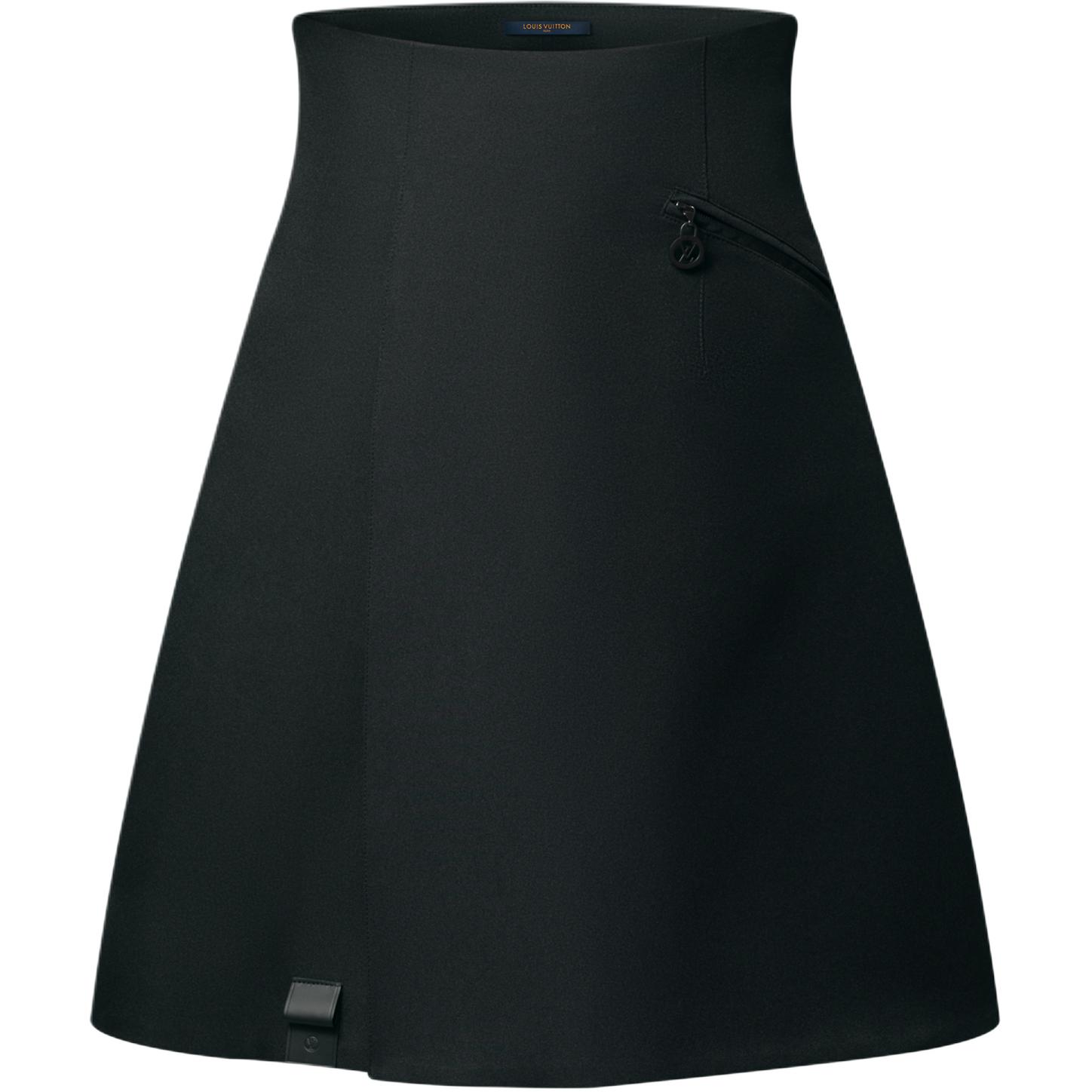 (Women) LOUIS VUITTON SS25 High-Waisted Gabardine Mini A-Line Casual Skirt Women. 1AHZRL