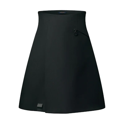 (Women) LOUIS VUITTON SS25 High-Waisted Gabardine Mini A-Line Casual Skirt Women. 1AHZRL