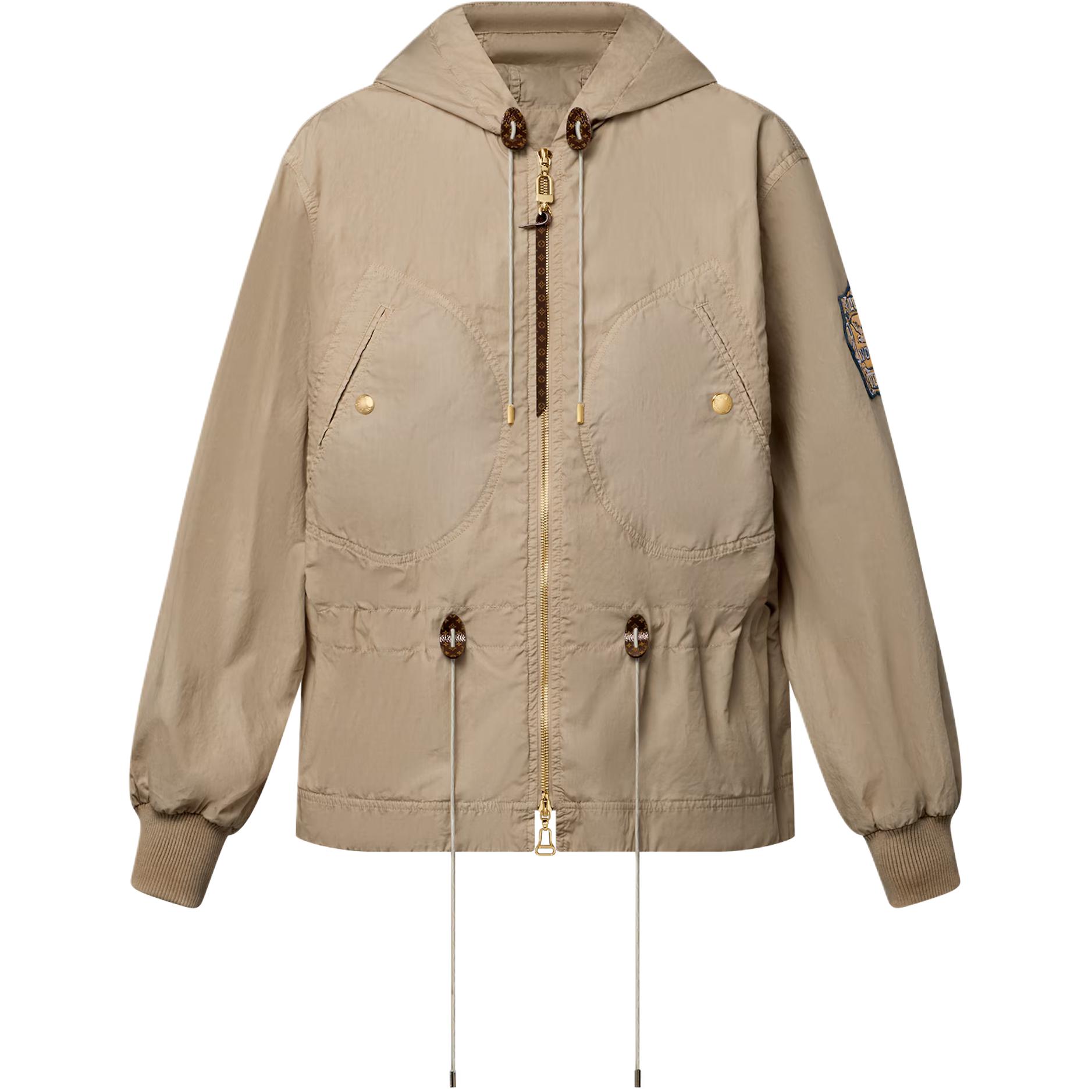 (Women) LOUIS VUITTON SS25 Khaki Peplum Drawstring Parka Jacket 1AHGCJ