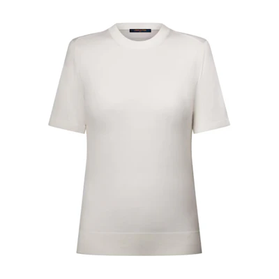 (Women) LOUIS VUITTON SS25 Knitted Short Sleeve Sweater with Tag Details 1AIA51