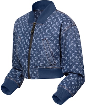 (W) LOUIS VUITTON SS25 Jaket Aviator Crop Denim Monogram Wanita. 1AI175 Shop (W) LOUIS VUITTON SS25 Jaket Aviator Crop Denim Monogram Wanita. 1AI175