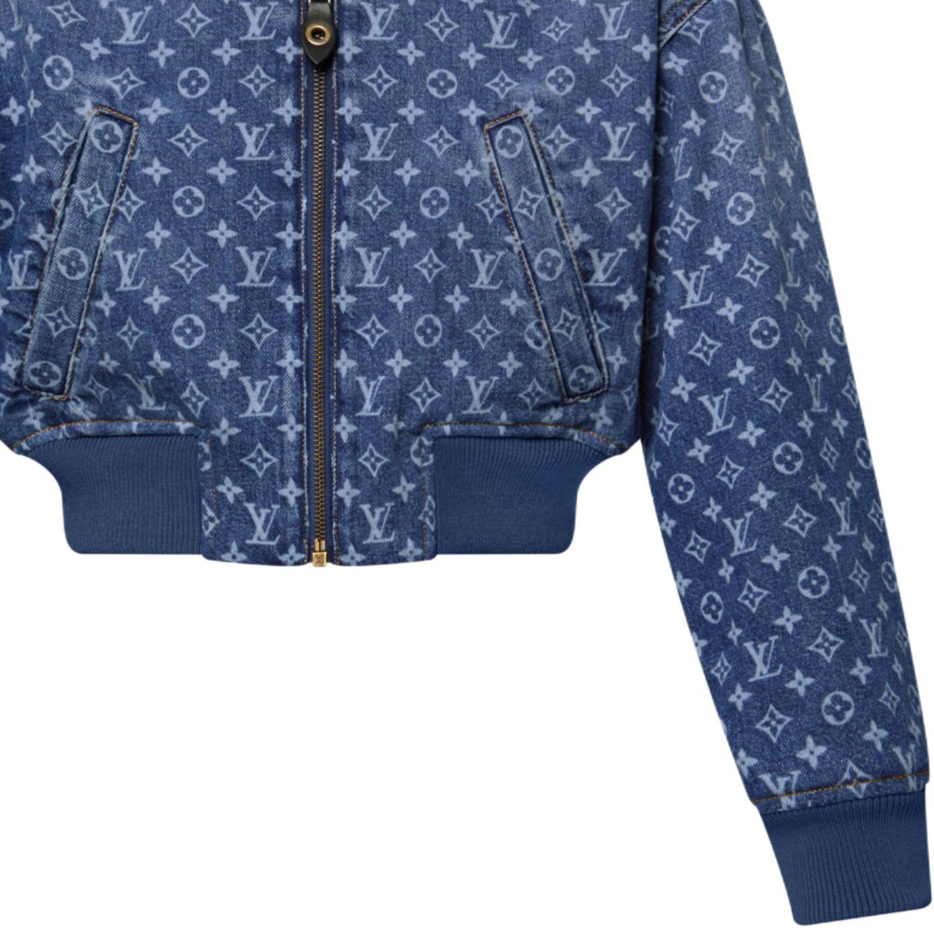 Cheap (W) LOUIS VUITTON SS25 Jaket Aviator Crop Denim Monogram Wanita. 1AI175